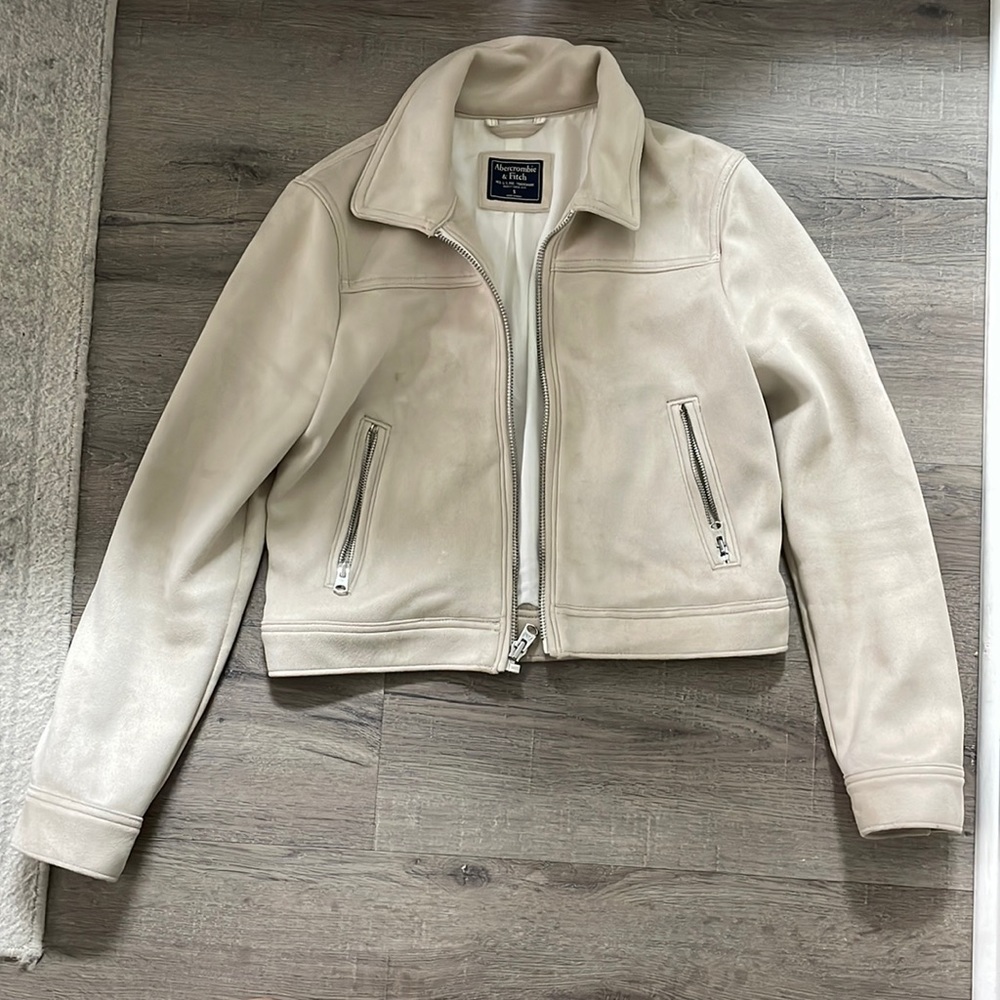 Cream Suede A&F Moto Jacket